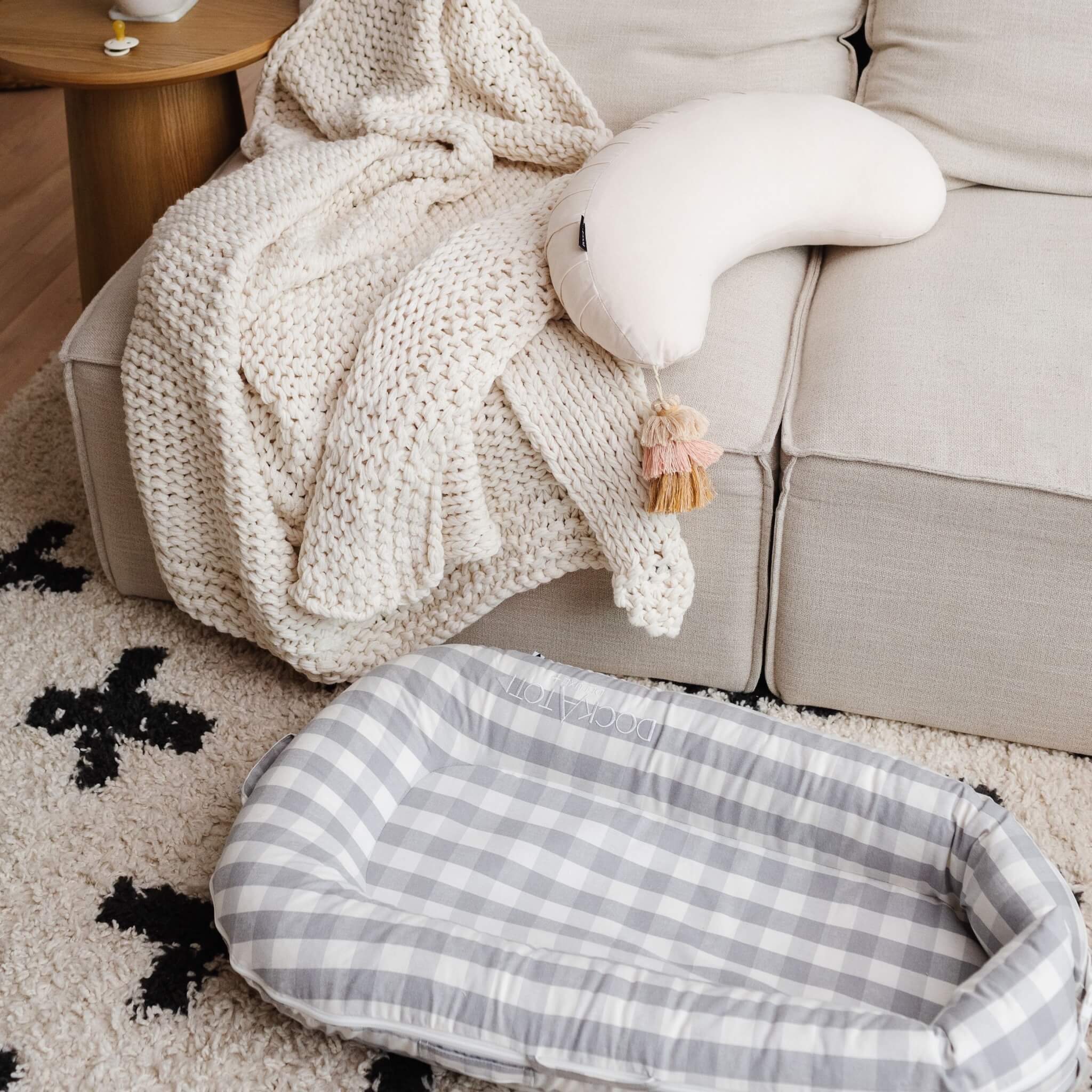 Spare Cover (Deluxe+) - Stone Gingham – DockATot EU